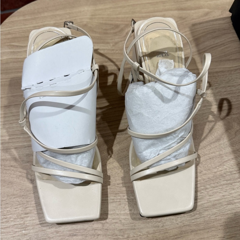 Zara Cream Strappy Heels